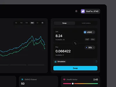 DeFi concept redesign black blue chart crypto dark defi swap trade tradfi ui ux web3