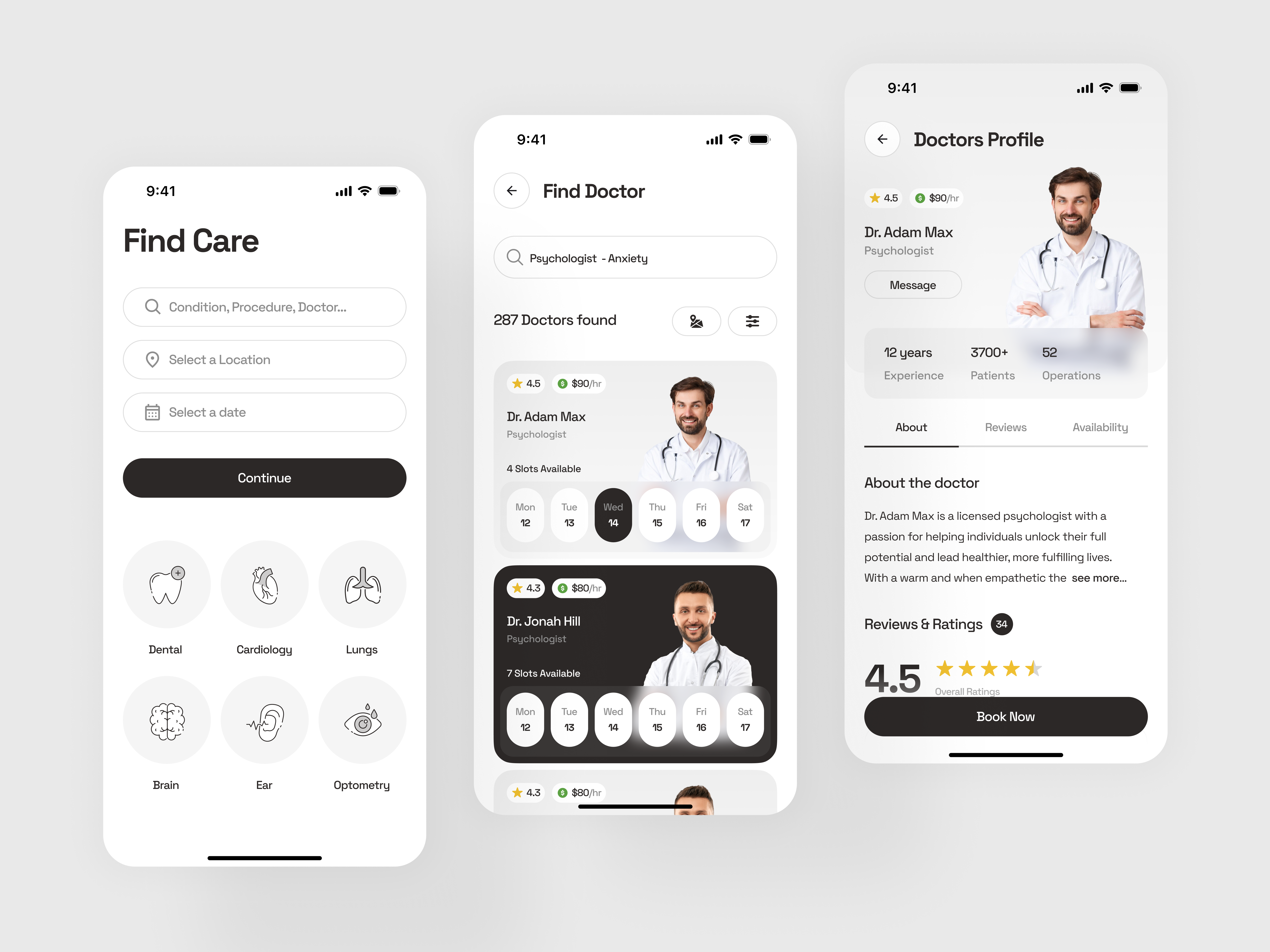 Doctor Booking App design app app design appointment scheduling app ux clinic booking app design doctor appointment app ui doctor profile screen design doctor search app interface find doctor app ux health consultation app ui healthcare mobile app ui ios app design medical app design medical booking app concept mobile mobile app design modern healthcare uiux product design telemedicine app ui design