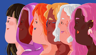 🌈 asian dark elder female ginger graphic design illo illustration muslim woman women