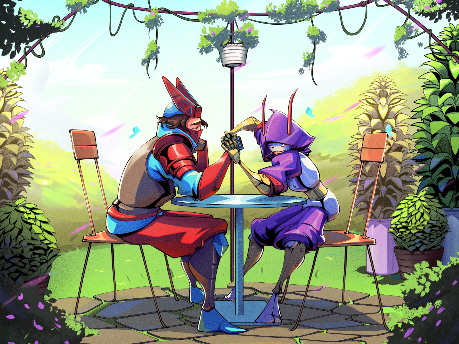 Garden Duel - Concept Illustration Design character design concept art illustration scene concept illustration design creative character artwork graphic design hand drawn digital illustration illustration illustration art illustration design illustration with story concept modern digital illustration art product design storytelling illustration vector illustration visual storytelling