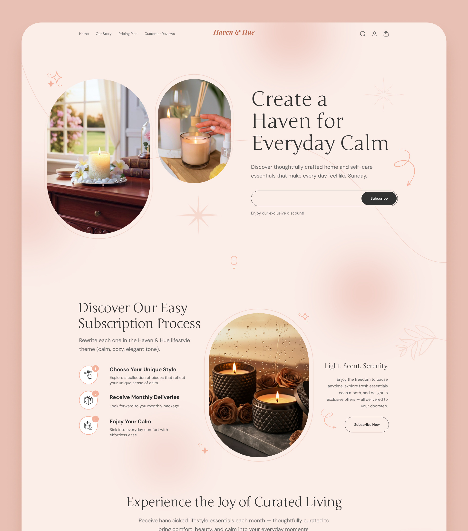 Calm & Cozy Candle Website Design graphic design homepage landingpage ui website