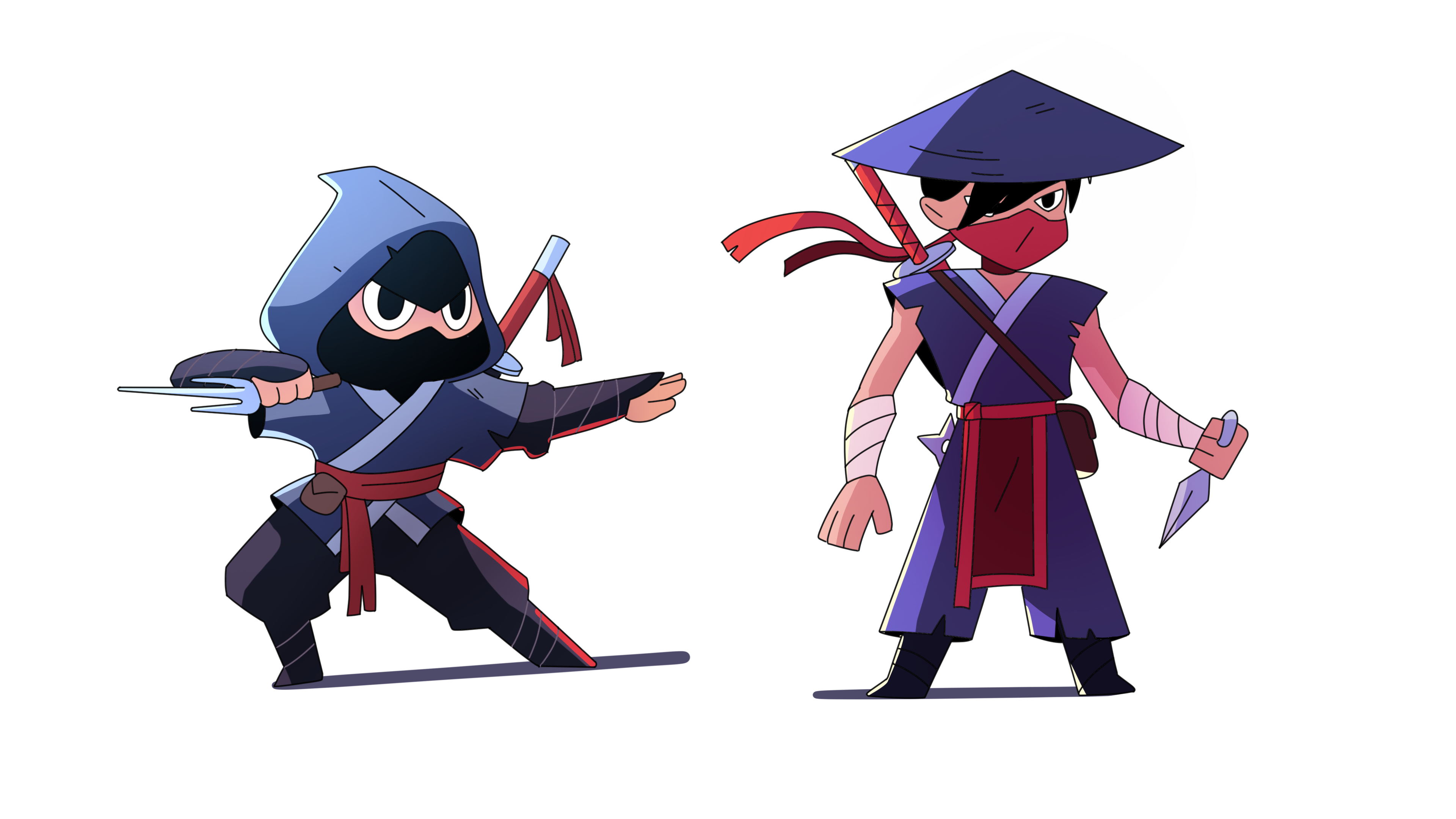 Ninja samurai characters concept (game) 2d game art cartoon style character character art character concept character design fight fighter character game game character hero character indie game mascot mortal kombat ninja ninja character npc design samurai samurai character stylized character