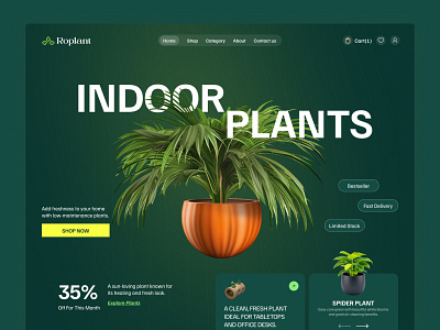 Redefining Online Plant Shopping Website Hero Section 2026 ecommerce ecommerce website green header website hero section home decor home plant indoor plant landing page modern ui plant plant sell shopify development small plant techwitpro uiux website wordpress