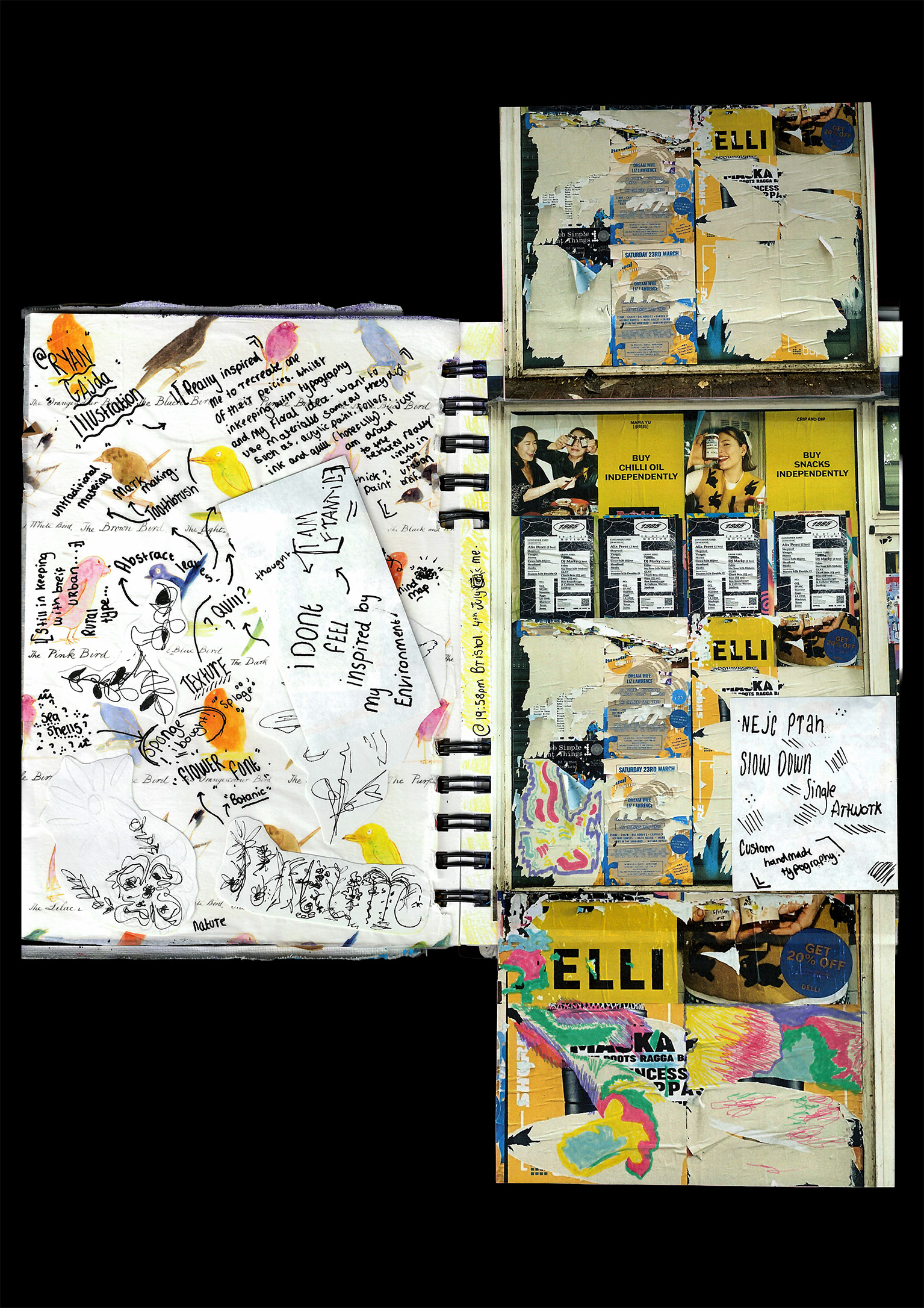 Creative Typography - Accidental Type Project Sketchbook Pages collage creative typography design graphic design illustration junk art logo sketchbook