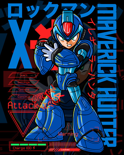 WARNING: Maverick detected. Systems engaged. ⚠️⚡️ anime design fan art illustration illustrator indonesia merchandise rockman x vector