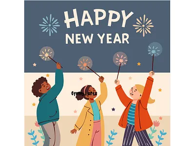 Group of Children Excitedly Holding Fireworks 2026 background celebration confetti day decoration eve event festival fireworks holiday january lights new night reveillon sparklers surprise time year