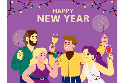 Group of People Celebrating New Year 2026 background celebration confetti day decoration eve event festival fireworks holiday january lights new night reveillon sparklers surprise time year