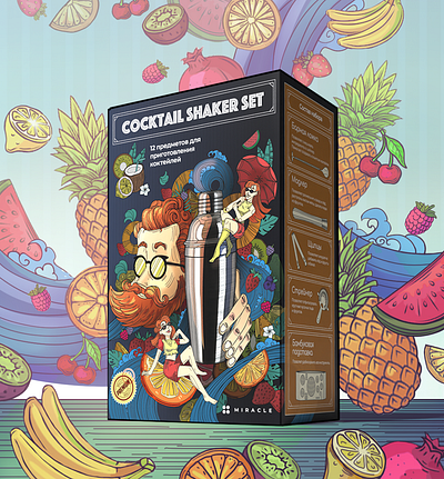 shaker set packaging adobe illustrator artwork box box packaging design digital art digital illustration fruits graphic design graphicdesign illustration mockup package design package inspiration packaging shaker set vector