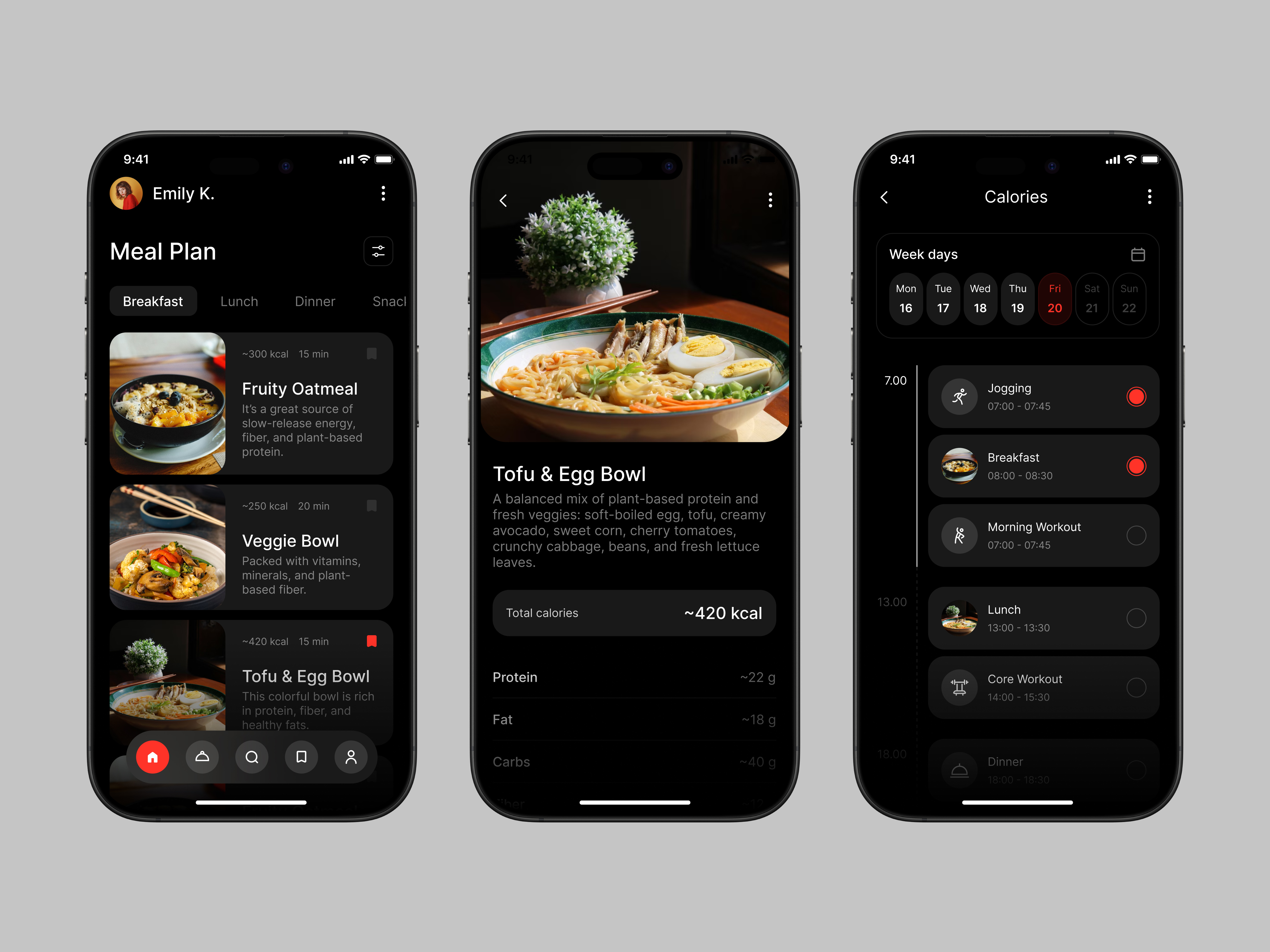 Nutrition / Meal Planning App UI design app concept calorie tracker clean ui dashboard ui design system food app health app healthy lifestyle interface design meal tracker minimal design mobile app mobile ui modern ui nutrition app product design ui design user experience ux design wellness app