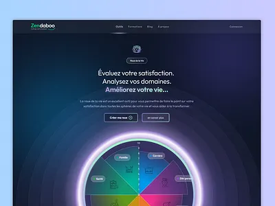 Landing page Roue de la Vie - Zendaboo animations app branding css landing page ui webdesign wheel of life