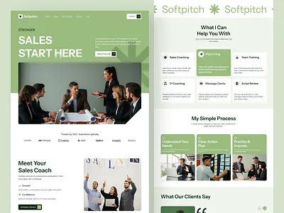 Sales Coaching Website Design Concept business coach clean design coaching website communication coach executive coach growth coach landing page leadership coach minimal design modern ui saas style ui sales coach sales mentor sales strategy