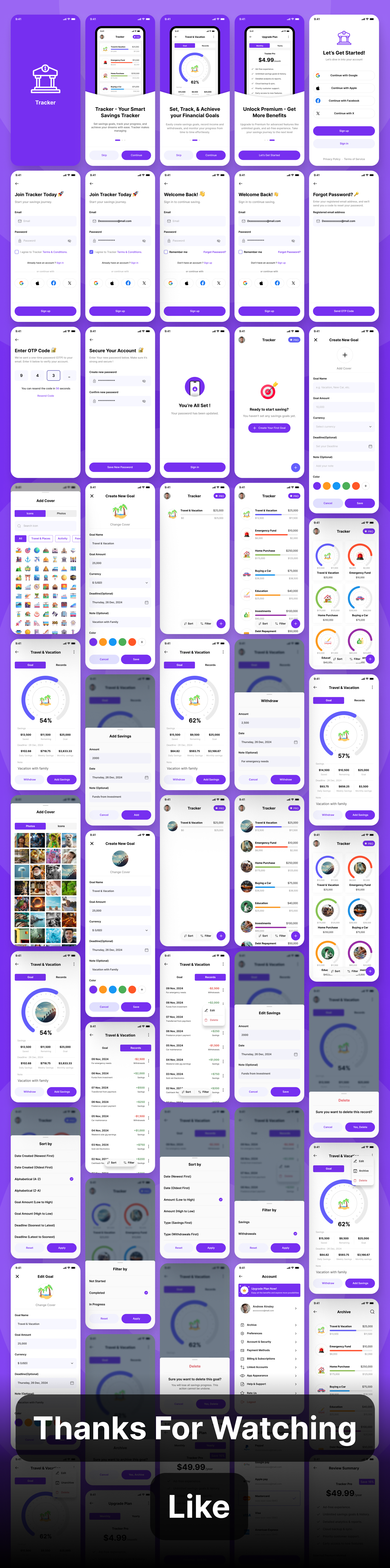 Savings Tracker App UI Kit budget app fintech design goal tracking money management personal finance savings tracker