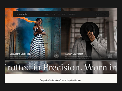 Nexoria Atelier : Brand Store Experience Design beautiful dark design system fashion brand store fashion branding fashion website designer figma website framer website graphic design luxury store luxury website design minimal minimalist modern ui modern website shopify store ui design user experience design website design website designer