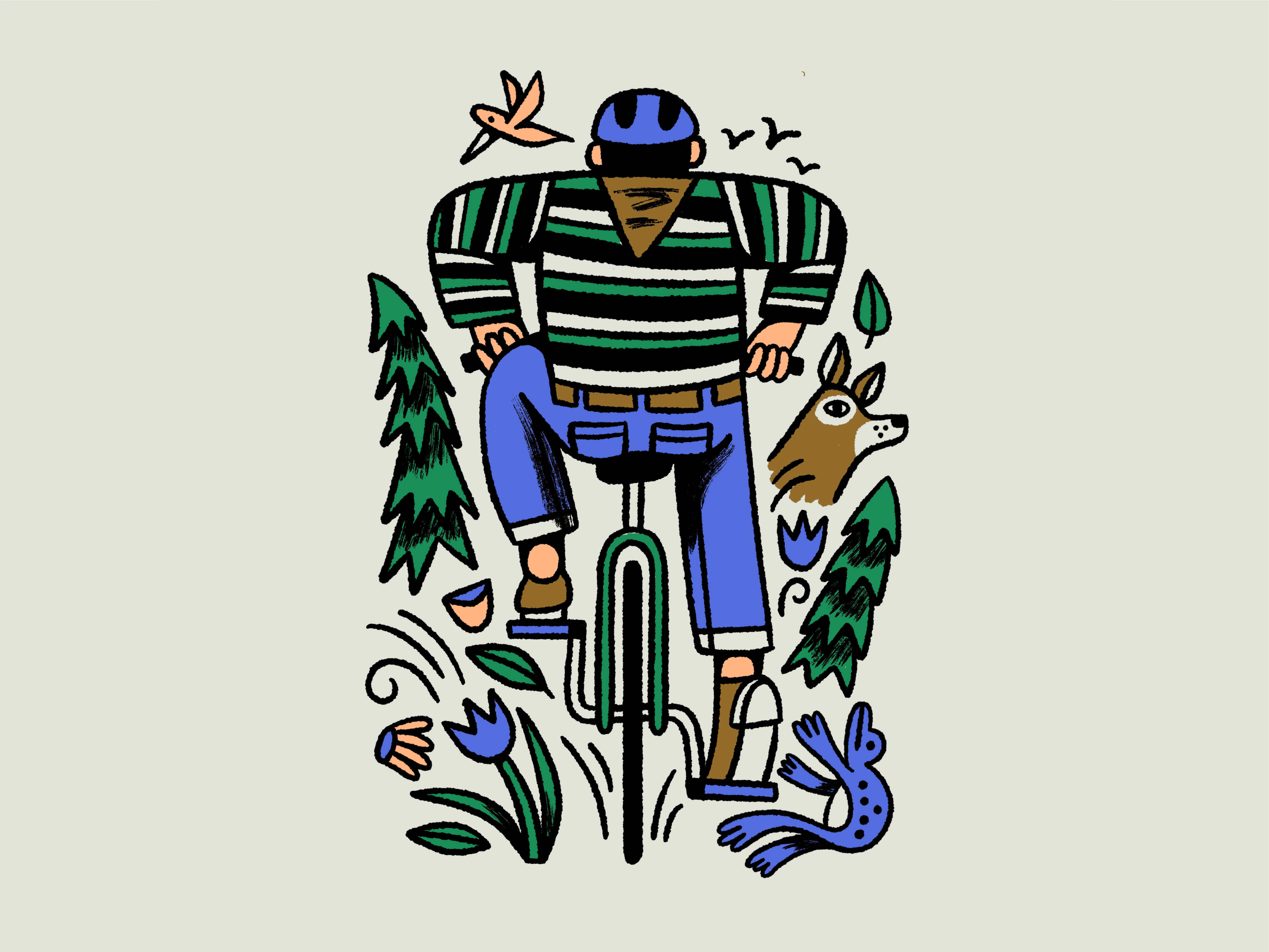 Outta my way! bicycle bike cycle deer flower frog trail woods