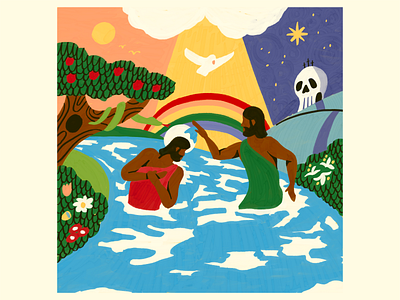 The Born-Again Nativity advent baptism bible birth born christmas dove jesus john lily nativity river skull snake