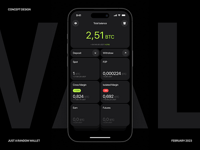 [App] [Cryptoexhacnge wallet] app design application bitcoin btc concept corral red crypto dark theme design exchange lime green tether ui usdt ux uxui wallet web3