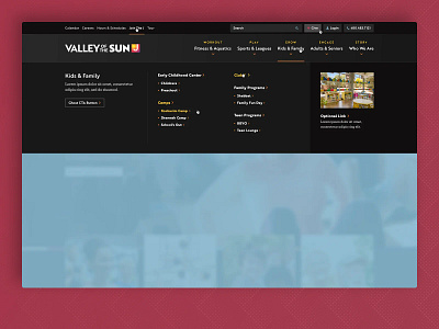 The Valley of the Sun J - Website Redesign, Mega Menu arizona blue clean community contrast dark exercise fitness high end photo responsive scottsdale sophisticated southwest user experience website wordpress