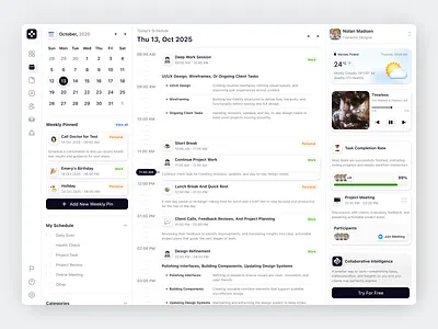 Freelancer Schedule Dashboard App app calendar clean design earn fireart freelance management overview schedule summary timeline ui ux work