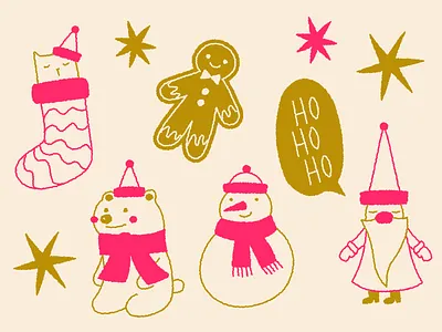 ⛄Unsplash | Christmas Doodles✨ artwork christmas colorful digital illustration doodles gingerbread cookie ho ho ho holidays illustration illustrator santa claus snowman vector vector art