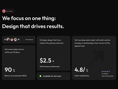 Our Mission Section Minimal Ui aesthetic design business analytics ui clean ui creative direction dark ui elegant interface high end ux insight driven ux minimalist design modern layout modern ux product design smooth experience ui ui concept ui ux design ux strategy