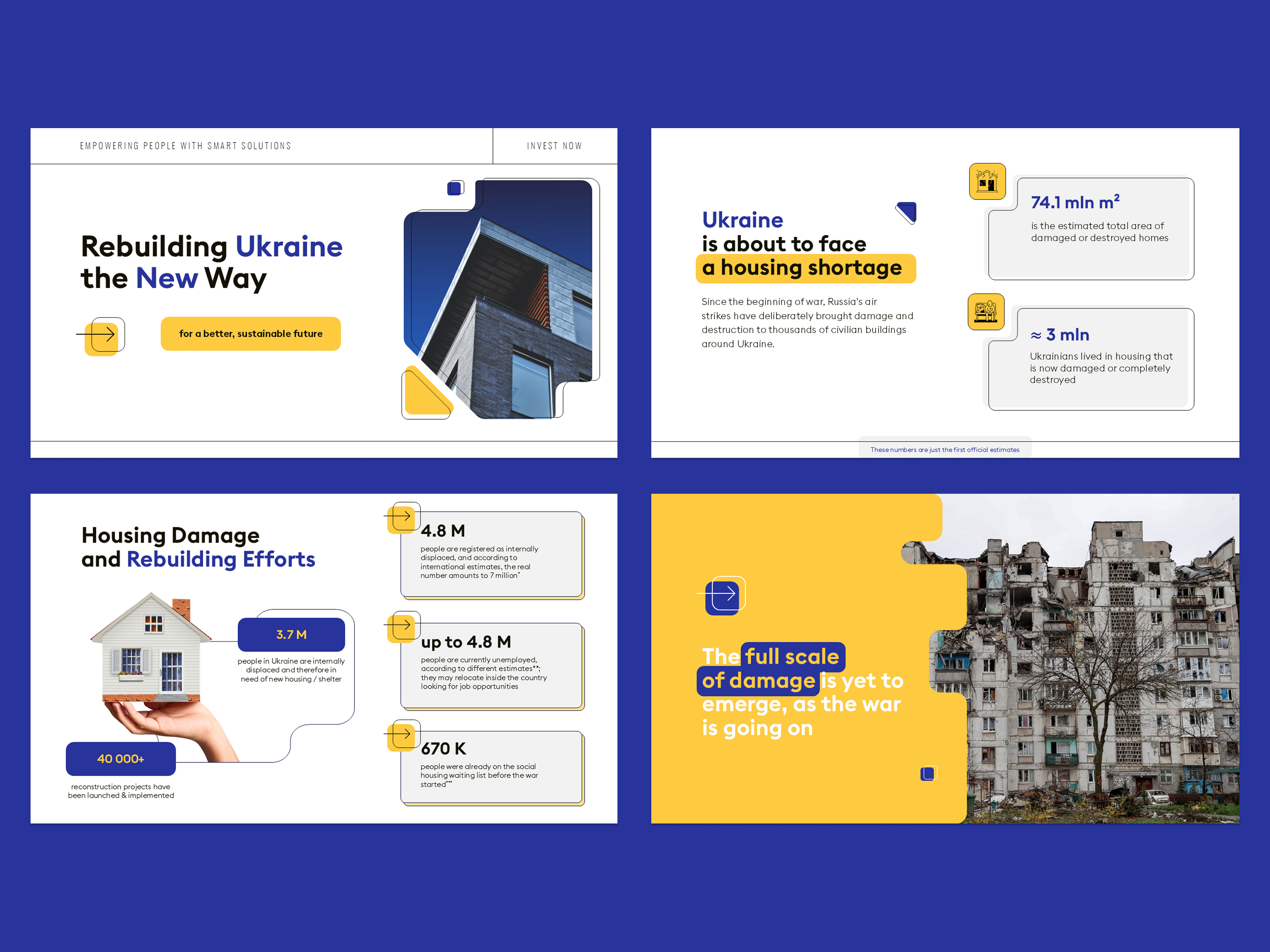 Pitch Deck | Rebuilding Ukraine ai bold bright company presentation deck design design google slides graphic design keynote pitch deck pitch deck design power point powerpoint presentation presentation design presentation layout typography