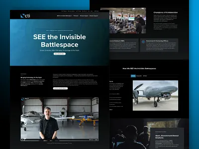 CTI - Website Redesign, Homepage blue branding clean dark defense design system gradient homepage modular plane responsive simple sophisticated technology user experience website wordpress