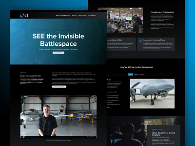 CTI - Website Redesign, Homepage blue branding clean dark defense design system gradient homepage modular plane responsive simple sophisticated technology user experience website wordpress