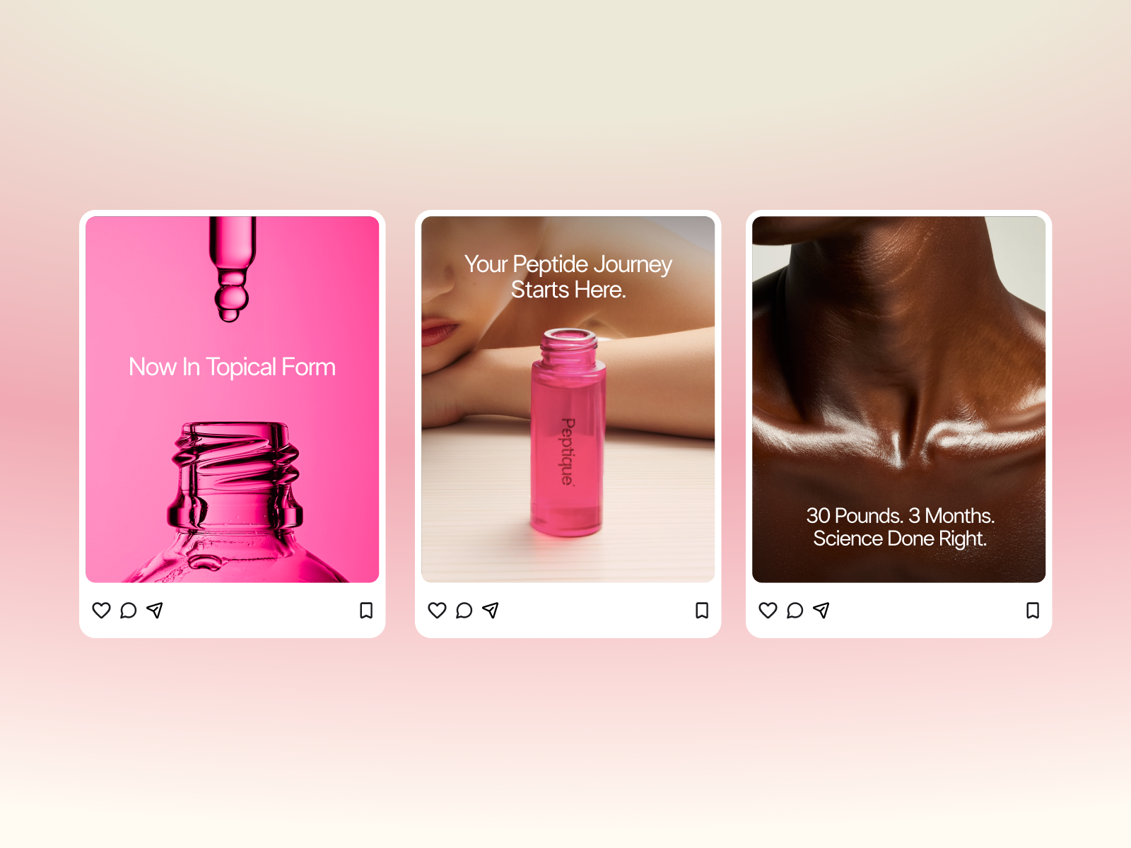 Peptique - Social Media Posts beauty branding feminine health higgsfield mockup packaging peptide pink skincare social media soft store wellness women