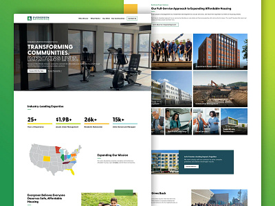 Evergreen Real Estate Group - Website Redesign, Homepage blocks clean color evergreen full width housing large text modern national outline real estate redesign responsive seamless simple sophisticated stats website