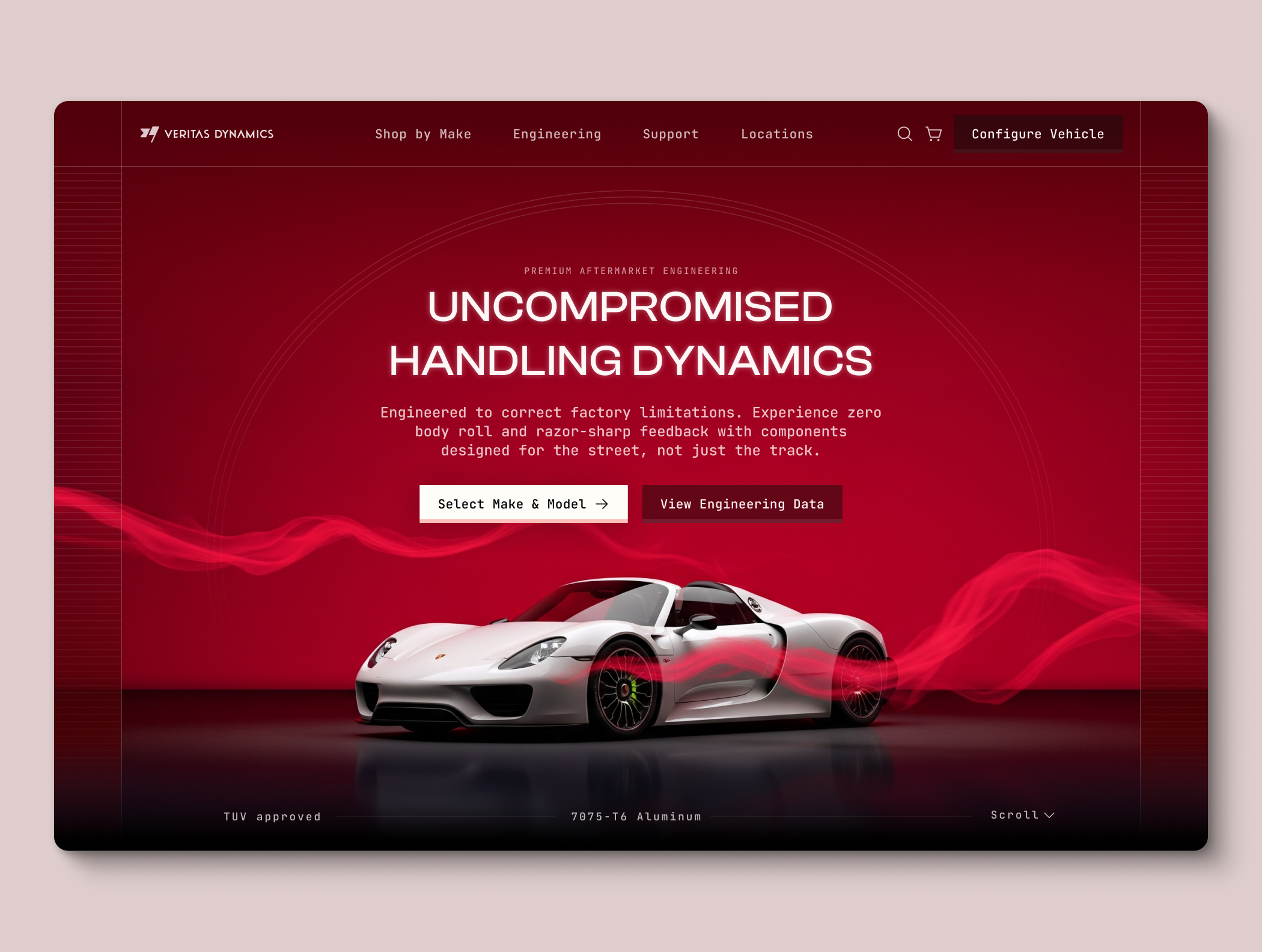 VERITAS DYNAMICS - Hero section exploration ai generated video car hero section figma framer graphic design hero section nanobanana porsche ui ux web design