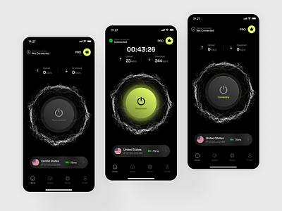 VPN Mobile App Design app app design clean minimal ui design cybersecurity app design dark mode app ui dark theme vpn app data security app ui high speed vpn ui ios vpn app concept ip security app ui design mobile mobile app design mobile vpn interface network security app ui professional mobile app ui kit vpn app interaction design