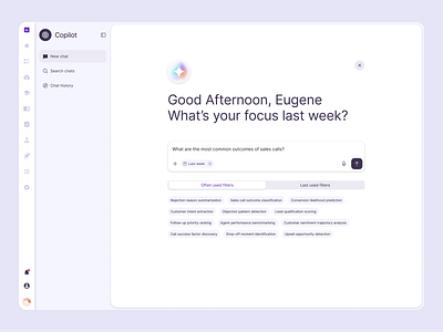 SAAS AI Copilot Chat Interface ai interface analytics chatbot clean ui conversational ui copilot dashboard figma product design saas ui design ux research