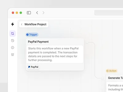 Workflow Builder ai automation builder canvas card flow node sidebar workflow
