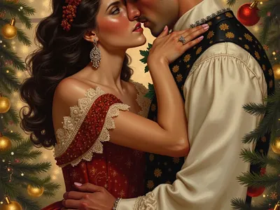 Kiss Under The Missletoe christmas cover art work graphic design historical romance regency