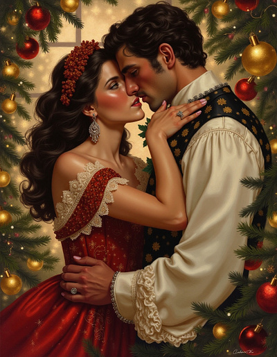 Kiss Under The Missletoe christmas cover art work graphic design historical romance regency