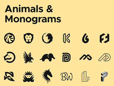 Animals & Monograms logo design 2011-2025 animal logo animal logos branding lettermark lettermarks logo logo collection logo design logo gallery logos logos collection minimal minimalist monogram monogram logos monograms simple symbol