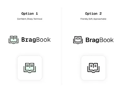 BragBook Logo Options book brag brand brand identity branding design logo minimal modern monoline
