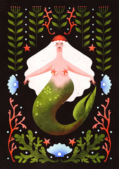 Mermaid - Folklore folk art folklore illustration mermaid procreate sea woman