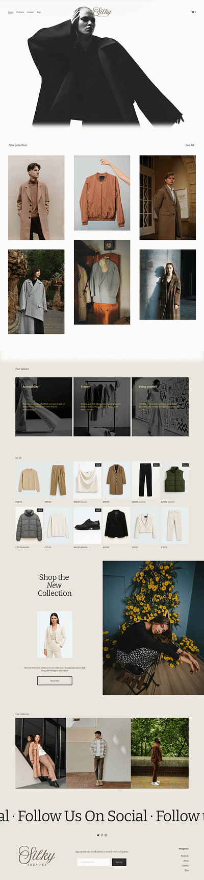 Silky Trumpets - Website clothing e commerce squarespace web design website