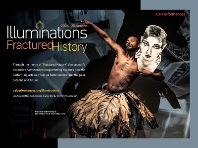 Cal Performances 2024-25 season program guide banner ad branding brochure editorial design graphic design identity illustration landing page mobile app page layout print typography uc berkeley ui visual design