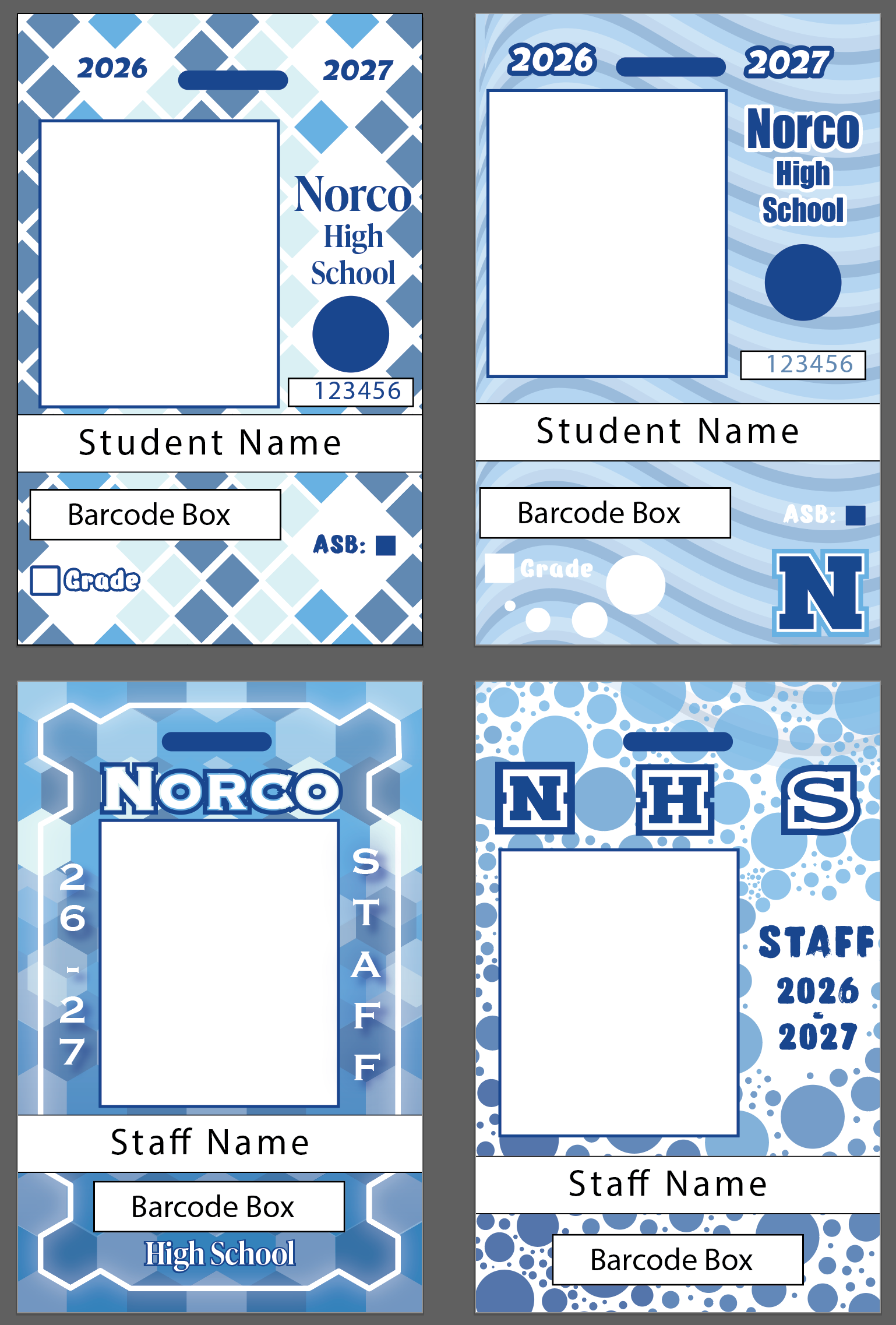 School Id Card Project blue design graphic design highschool id cards patterns staff student id