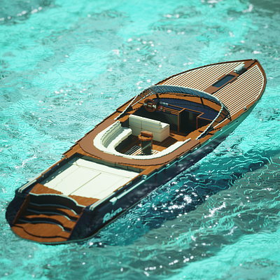 Speed Boat - Voxel Art 3d boat design digital digitalart magicavoxel nature ocean render sea tropical voxel voxelart