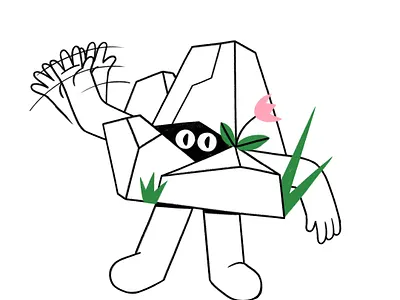 Hello Dribble!👋 2dhand drawn adobe amy wheelhouse awheelinmotion character character design flower hello illustration photoshop rock texture undertherock waving welcome