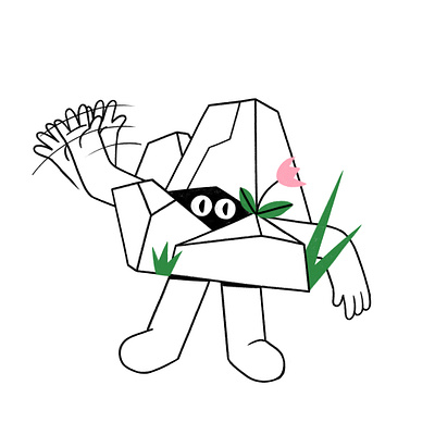 Hello Dribble!👋 2dhand drawn adobe amy wheelhouse awheelinmotion character character design flower hello illustration photoshop rock texture undertherock waving welcome