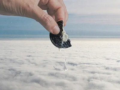 dunking a oreo in the clouds album cover book cover collage cover design design digital art graphic design illustration 그래픽디자인 꼴라주 꼴라쥬 콜라주 콜라쥬