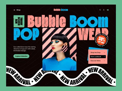 POP ART FASHION HERO HEAER bold fashion clothing ecommerce fashion homepage landingpage popart shopify shopifystore style typography ui uiux ux webdesign website