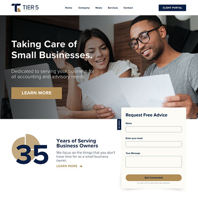 Tier 5 Advisory Web Mock Up accounting advisory branding consulting corporate finance graphic design hero page mock up ui design website design