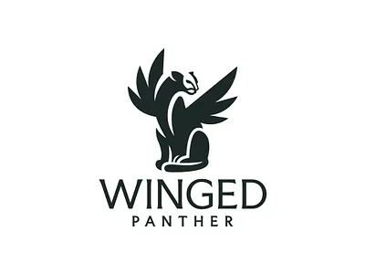 WINGED PANTHER LOGO adobe illustrator animal black branding cat design for hire graphic design illustration jaguar leopard logo logo design modern panther simple unique vector wild wings