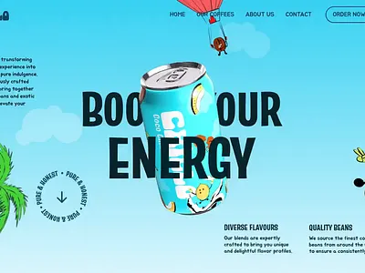 Chillo Energy Drink - Interactive Design Experience animated website animation brand identity coffee brand creative agency creative ui drink energy drink branding illustration interaction design interactive design landing page marketing motion graphics saas design ui design uiux inspiration visual design web design website design