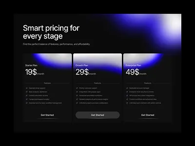 SaaS Pricing Section creativeportfolio darkui design gradientdesign pricingui product saasdesign saaspricing ui ui ux web website design
